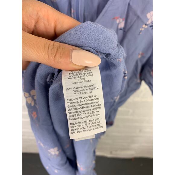 Madewell Women's Button-Wrap Midi Dress in Aloha Flower Rainwashed Peri Size 14 - Picture 6 of 8